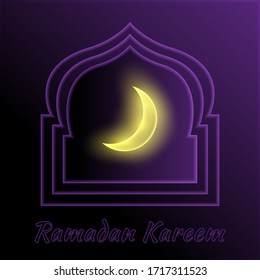 purple light ramadan card vector 