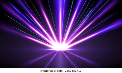 Purple Light Rays with Reflection, Vector Illustration