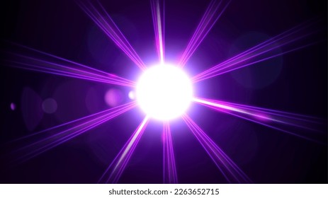 Purple Light Shining from Darkness Background, Vector Illustration