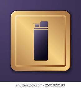 Purple Lighter icon isolated on purple background. Gold square button. Vector Illustration