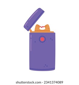 Encendedor morado como dispositivo portátil para encender cigarrillos y generar iluminación vectorial de llama