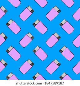 Purple lighter, seamless pattern on blue background.