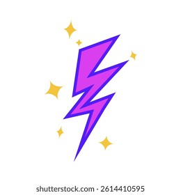 Purple Lightning Bolt with Yellow Star Bursts