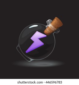 Purple lightning in the bottle game icon. Vector design for app user interface