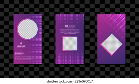 Purple Lights Effect Vertical Social Media Template Design Abstract Background EPS 10 Vector