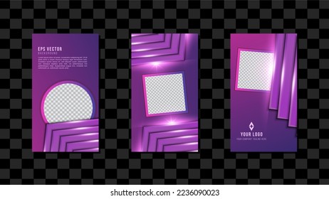 violetter Lichteffekt, Design von Vorlagen für vertikale Social Media Abstrakter Hintergrund EPS10 Vektorgrafik