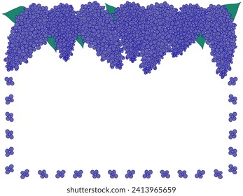 Purple lilac flower frame, border, greeting card with an empty place