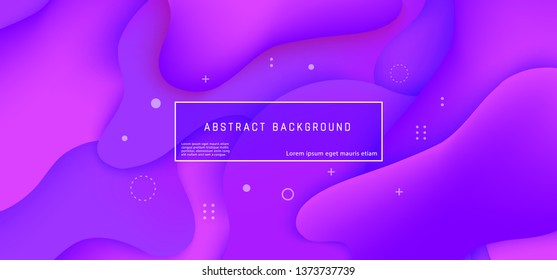 Purple and lilac gradient liquid wave shapes in vector illustration - horizontal banner or header with liquid color, bright colorful abstract geometric layered background.