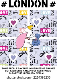 purple and lilac heart white elephant black and white letters colorful love letters white background
