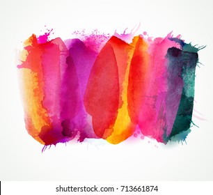 Purple, lilac, magenta and pink watercolor stains. Bright color element for abstract artistic background.