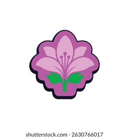 Purple Lily Flower Icon in Abstract Shape