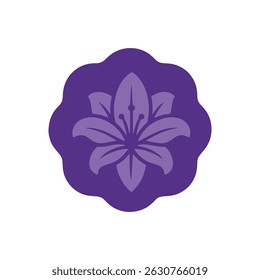 Purple Lily Flower Icon in Abstract Shape