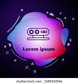 Purple line 3d scanning system icon isolated on blue background. Abstract banner with liquid shapes. Vector Illustration