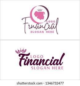 Purple line art circle face woman crown combination mark logo design concept vector suitable for business princess consulting payment services