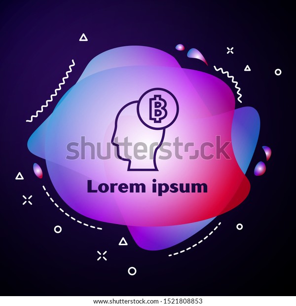 Purple Line Bitcoin Think Icon On Royalty Free Stock Image