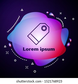 Purple line Blank label template price tag icon isolated on dark blue background. Empty shopping discount sticker. Template discount banner. Abstract banner with liquid shapes. Vector Illustration