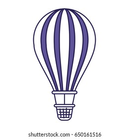 purple line contour of hot air balloon vector illustration