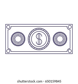 purple line contour of money bill icon vector illustration