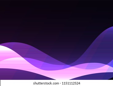 purple line curve layer overlap in dark background, wave transparent backdrop, simple technology template, vector illustration