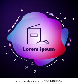 Purple line Flour pack icon isolated on dark blue background. Abstract banner with liquid shapes. Vector Illustration