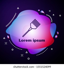 Purple line Hairbrush icon isolated on dark blue background. Comb hair sign. Barber symbol. Abstract banner with liquid shapes. Vector Illustration