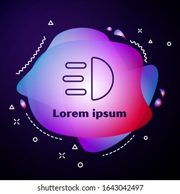 Purple line High beam icon isolated on blue background. Car headlight. Abstract banner with liquid shapes. Vector Illustration
