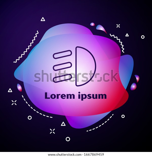 Purple line High beam icon isolated on blue\
background. Car headlight. Abstract banner with liquid shapes.\
Vector Illustration