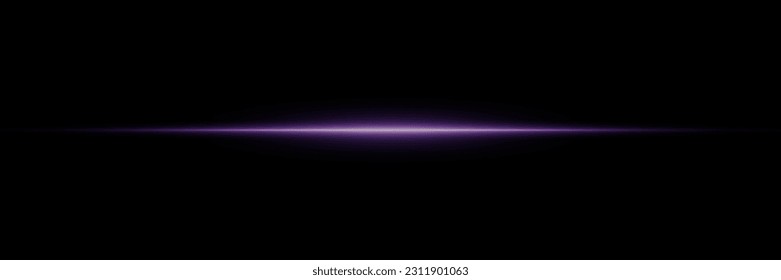 Línea de luz púrpura. Magia resplandor, partículas de luz, chispas. Línea brillante en un fondo negro.