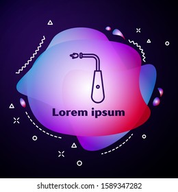 Purple line Long electric lighter icon isolated on blue background. Abstract banner with liquid shapes. Vector Illustration