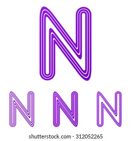 Purple line n logo design set