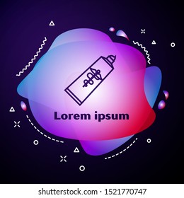 Purple line Ointment cream tube medicine icon isolated on dark blue background. Tube, container, toothpaste, cream sign. Abstract banner with liquid shapes. Vector Illustration