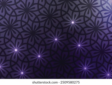 Fondo oscuro de la presentación de la flor del patrón de línea púrpura. Ilustración vectorial.