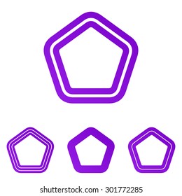 Purple line pentagonal logo design set
