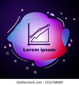 Purple line Pie chart infographic icon isolated on dark blue background. Diagram chart sign. Abstract banner with liquid shapes. Vector Illustration