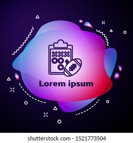 Purple line Planning strategy concept icon isolated on dark blue background. Soccer or american football cup formation and tactic. Abstract banner with liquid shapes. Vector Illustration