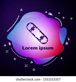 Purple line Skateboard icon isolated on dark blue background. Extreme sport. Sport equipment. Abstract banner with liquid shapes. Vector Illustration