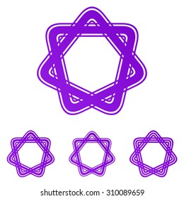 Purple line star logo design set