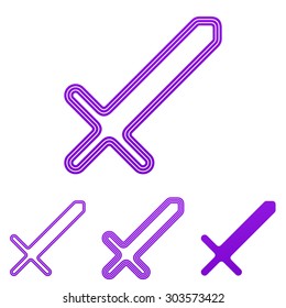 Purple line sword logo design set