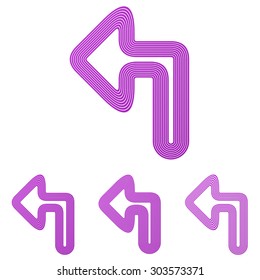 Purple line turn left logo design set