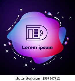 Purple line Vinyl disk icon isolated on blue background. Abstract banner with liquid shapes. Vector Illustration
