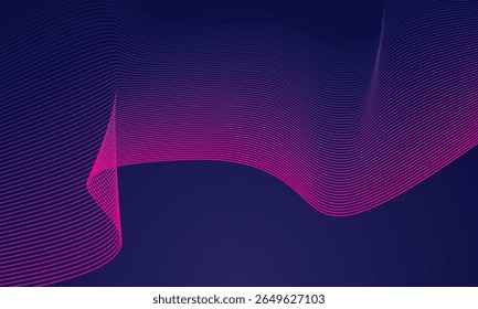 Purple line waves on dark gradient background. Dynamic wave line pattern