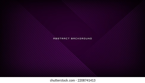 Purple lines abstract background on dark space with straight stripes effect decoration. Minimalist graphic design element future techno style for banner, flyer, brochure cover, card, or landing page