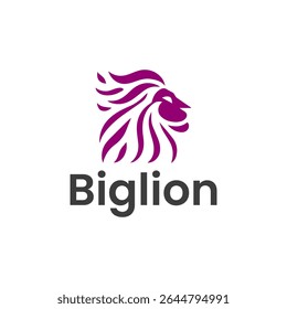 Purple lion head logo design brand identity