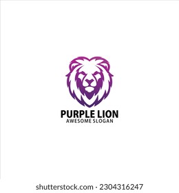 purple lion logo design gradient line art