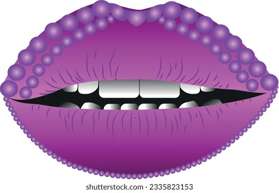 Los labios morados adornados con cuentas
