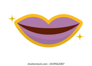 Purple Lips Retro Sticker Design