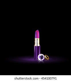 purple lipstick and crystals