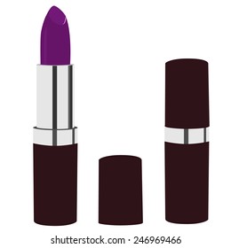 Purple lipstick vector icon isolated, cosmetic, glamour