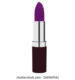 Purple lipstick vector icon isolated, cosmetic, glamour