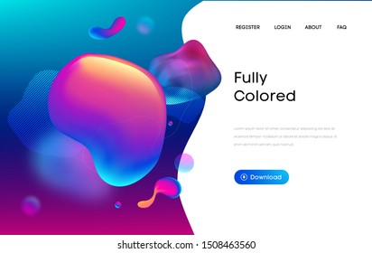 Purple liquid background in 3d style. Web design liquid color business website template. Flow and fluid background. EPS 10 Vector.
